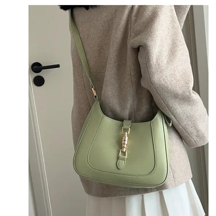 Vintage Women's Shoulder Bag 2023 Autumn Winter Fashion PU Leather Underarm Bags Trend All-Matched Crossbody Pack