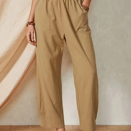 Full Size Elastic Waist Pants with Pockets