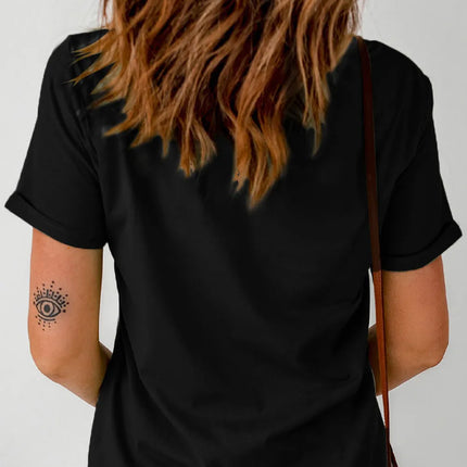 Letter Graphic Round Neck Short Sleeve T-Shirt - Vickie Lynn's