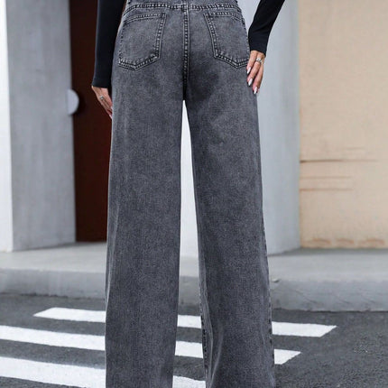 Tied Straight Leg Jeans with Pockets