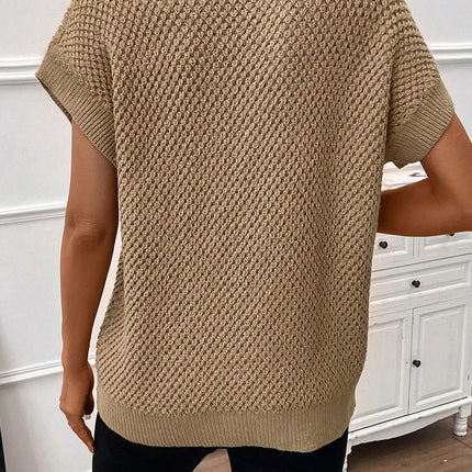 Solid Color Turtleneck Short Sleeve Sweater