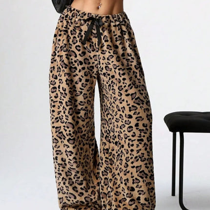 Leopard Wide Leg Plush Pants