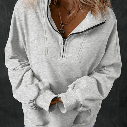 Half Zip Long Sleeve Sweatshirt - Vickie Lynn's