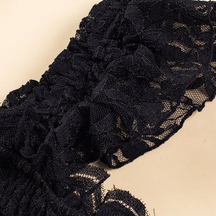 Lace Ruffled Wide Strap Midi Dress