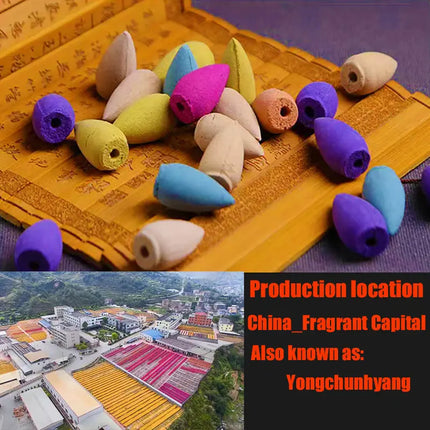 280Pcs Backflow Incense Cones 100% Natural Scents Waterfall Rose Tulip Jasmine Lavender for Burner Holder Meditation Yoga Gift