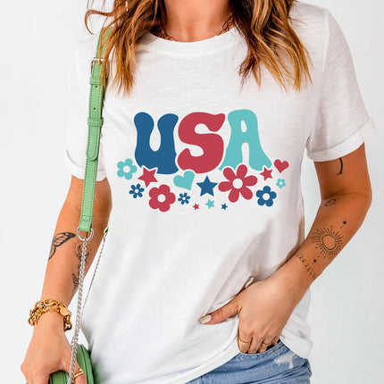 USA Round Neck Short Sleeve T-Shirt