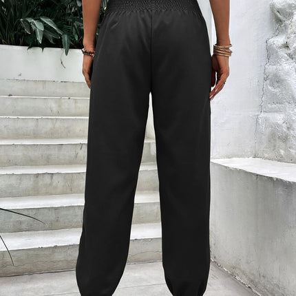 Smocked High Rise Joggers with Pockets