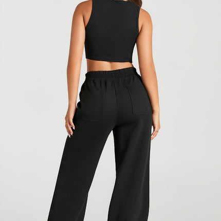 Elastic Waist Sweatpants with Pockets