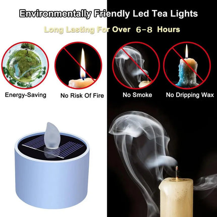 Flameless LED Tea Light Plastic Solar Energy Candle Yellow Light Power LED Flameless Electronic Tea Lights Lamp For Outdoor