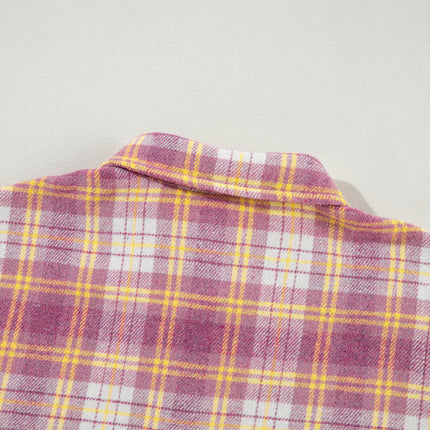 Plaid Collared Neck Button Up Shacket