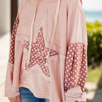 Drawstring Star Long Sleeve Hoodie