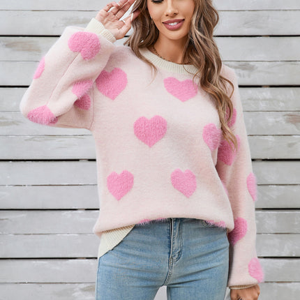 Angel Wings Heart Dropped Shoulder Long Sleeve Sweater