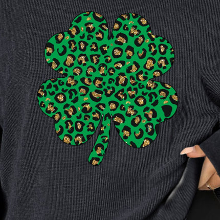 Plus Size Lucky Clover Dropped Shoulder Sweatshirt