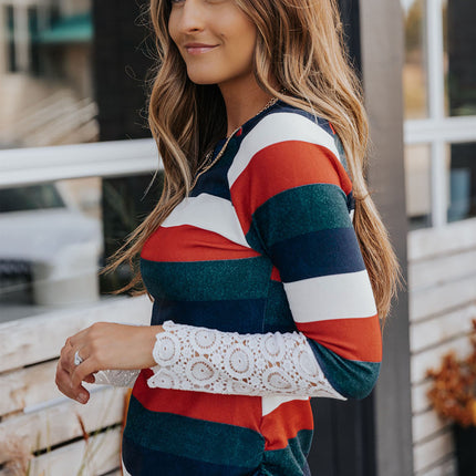 Double Take Striped Round Neck Raglan Sleeve Tee