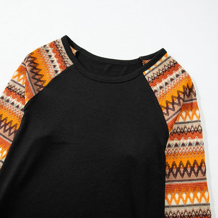Printed Round Neck Raglan Sleeve Blouse - Vickie Lynn's