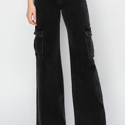 Risen Full Size High Rise Wide Leg Cargo Jeans