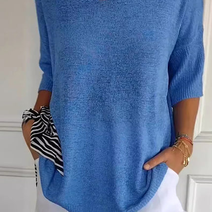 V-Neck Three-Quarter Sleeve Knit Top