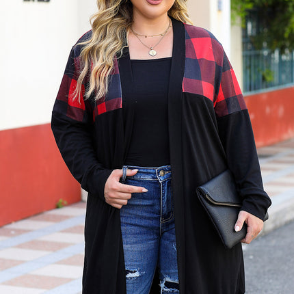 Plus Size Open Front Dropped Shoulder Cardigan