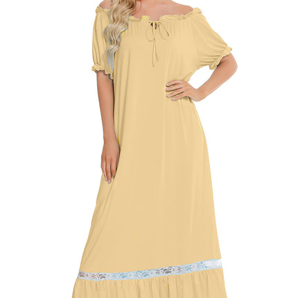 Lace Detail Short Sleeve Lounge Dress