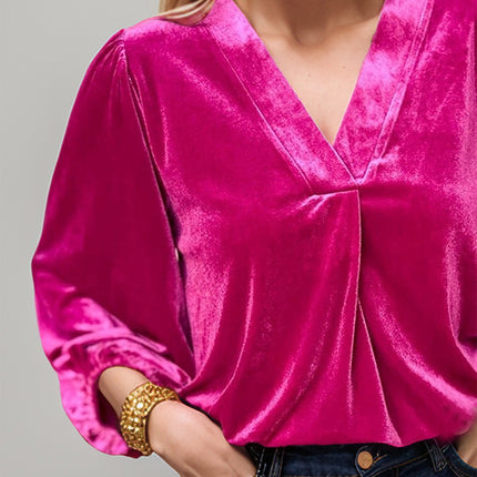 V-Neck Three-Quarter Sleeve Blouse