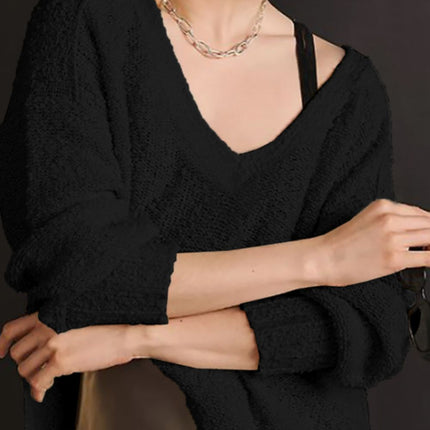 V-Neck Dropped Shoulder Sweater