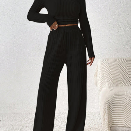 Scoop Neck Long Sleeve Top and Pants Set