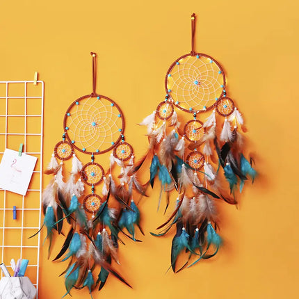 2023 New Dream catchers Retro 5 Ring Dream Catchers Home Decoration Indians Natural Stone Tree of Life Dreamcatcher Wall Hanging