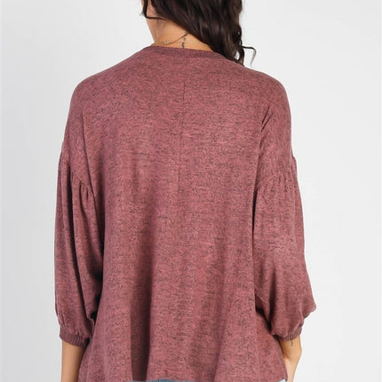 Cherish Apparel Drop Shoulder Puff Sleeve Top