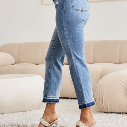 Judy Blue Full Size Release Hem Cropped Bootcut Jeans