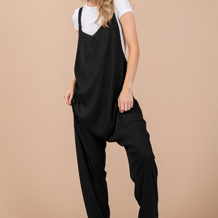 Oh Full Size V-Neck Wide Strap Overalls with Pockets