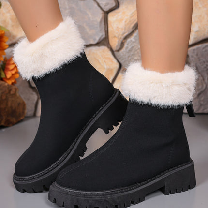 Faux Fur Trim Suede Platform Boots