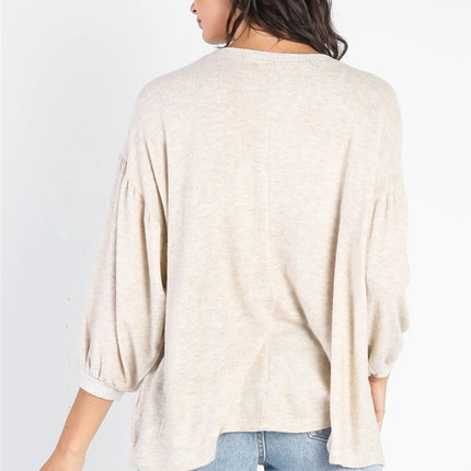 Cherish Apparel Drop Shoulder Puff Sleeve Top