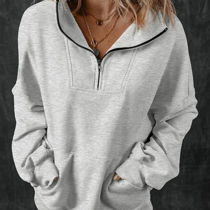 Half Zip Long Sleeve Sweatshirt - Vickie Lynn's