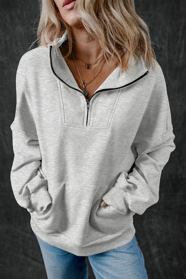 Half Zip Long Sleeve Sweatshirt - Vickie Lynn's