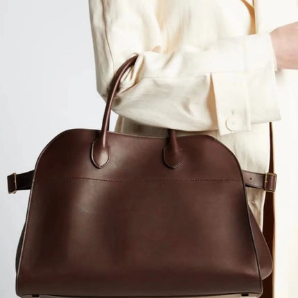 2023 Margaux15 Handbag Cowhide High-Capacity Commuter Bag the Suede Row lcu Soft
