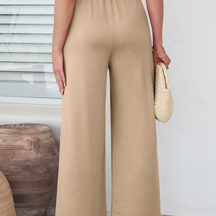 Elastic Waist Wide Leg Pants