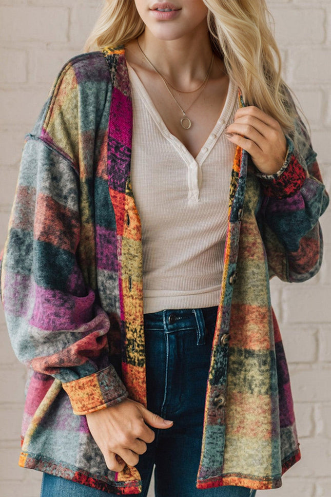 Double Take Full Size Exposed Seam Button Up Fleece Shacket - Vickie Lynn's