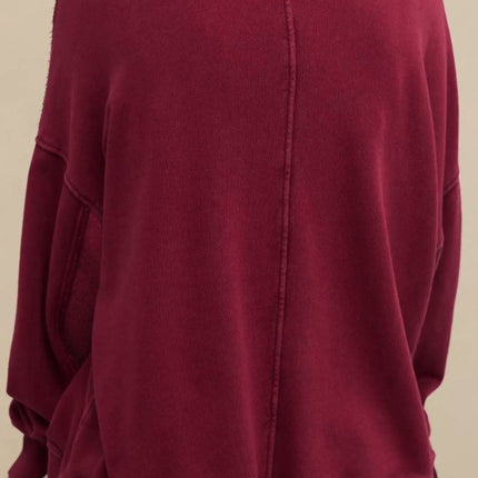 Side Slit Round Neck Long Sleeve Sweatshirt