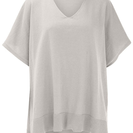 Slit V-Neck Half Sleeve Knit Top