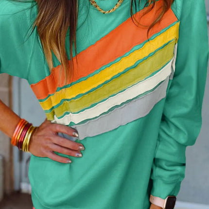 Contrast Round Neck Long Sleeve Sweatshirt