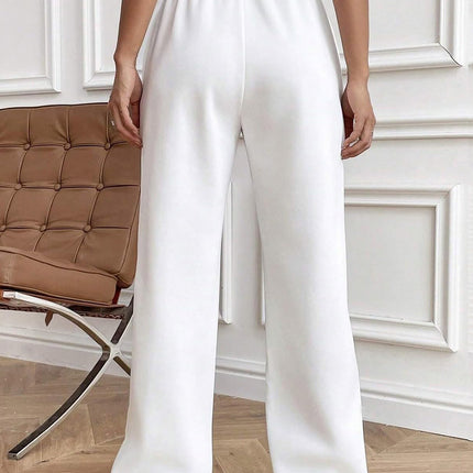 Drawstring Elastic Waist Pants with Pockets