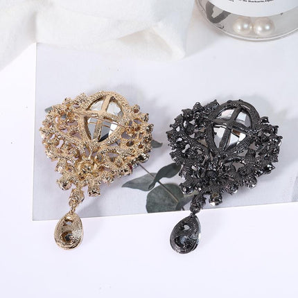 Alloy Rhinestone Teardrop Brooch