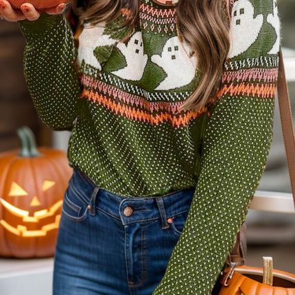 Ghost Round Neck Long Sleeve Sweater