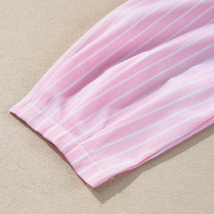 Tied Bow Striped Round Neck Blouse