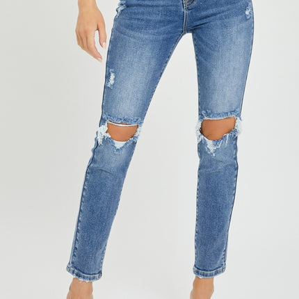 Risen Full Size High Rise Knee Distressed Skinny Jeans