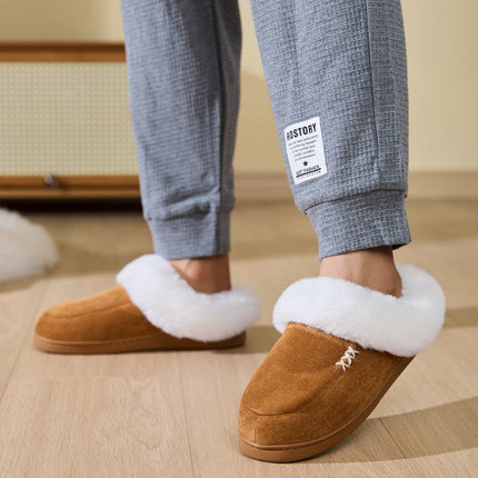 Fluff Trim Round Toe Flat Slippers