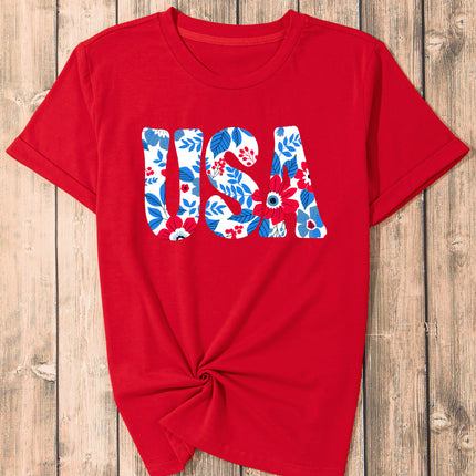 USA Round Neck Short Sleeve T-Shirt