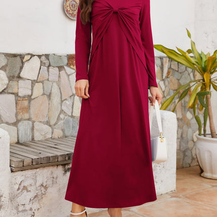 Twisted Round Neck Long Sleeve Dress