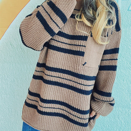 Striped Round Neck Long Sleeve Sweater