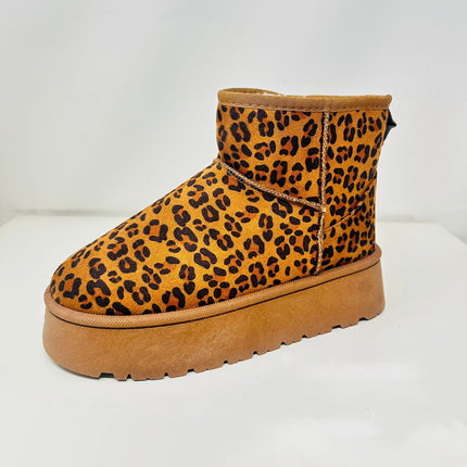 WILD DIVA Thermal Furry Leopard Platform Booties